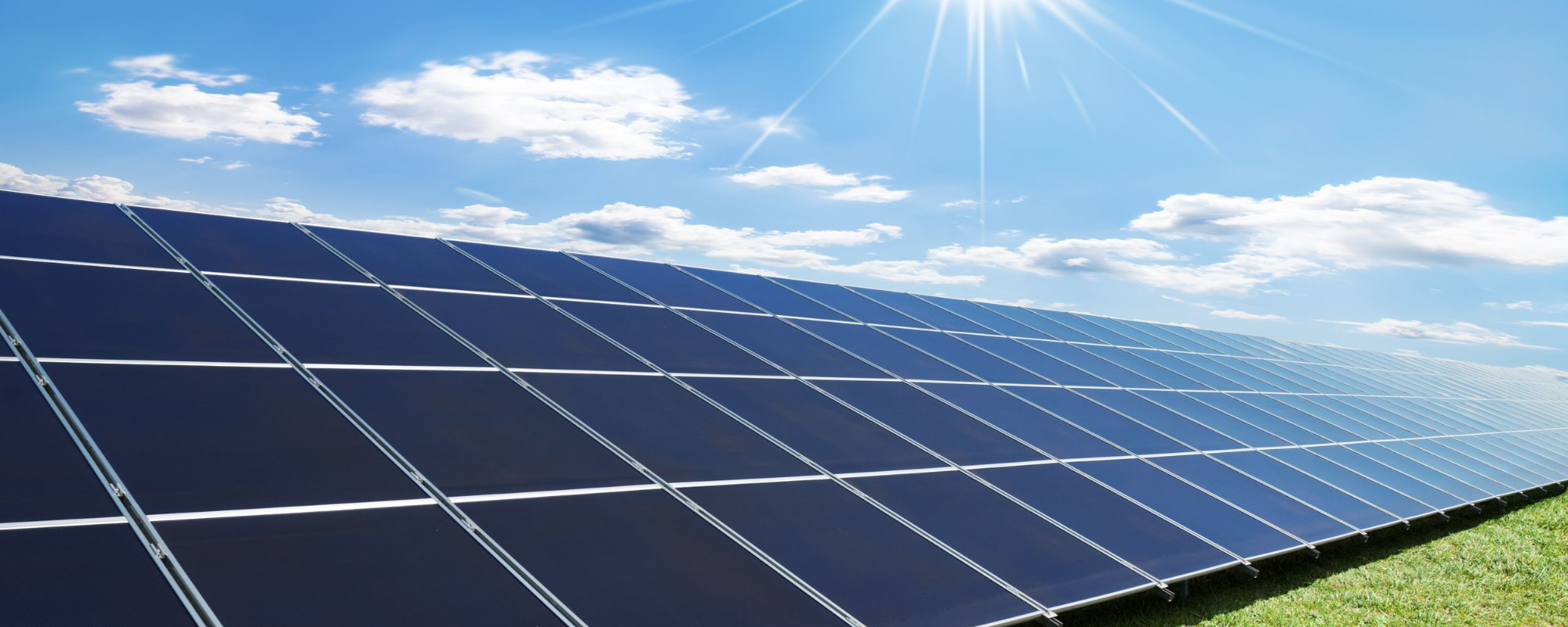 Solar farm blue sky