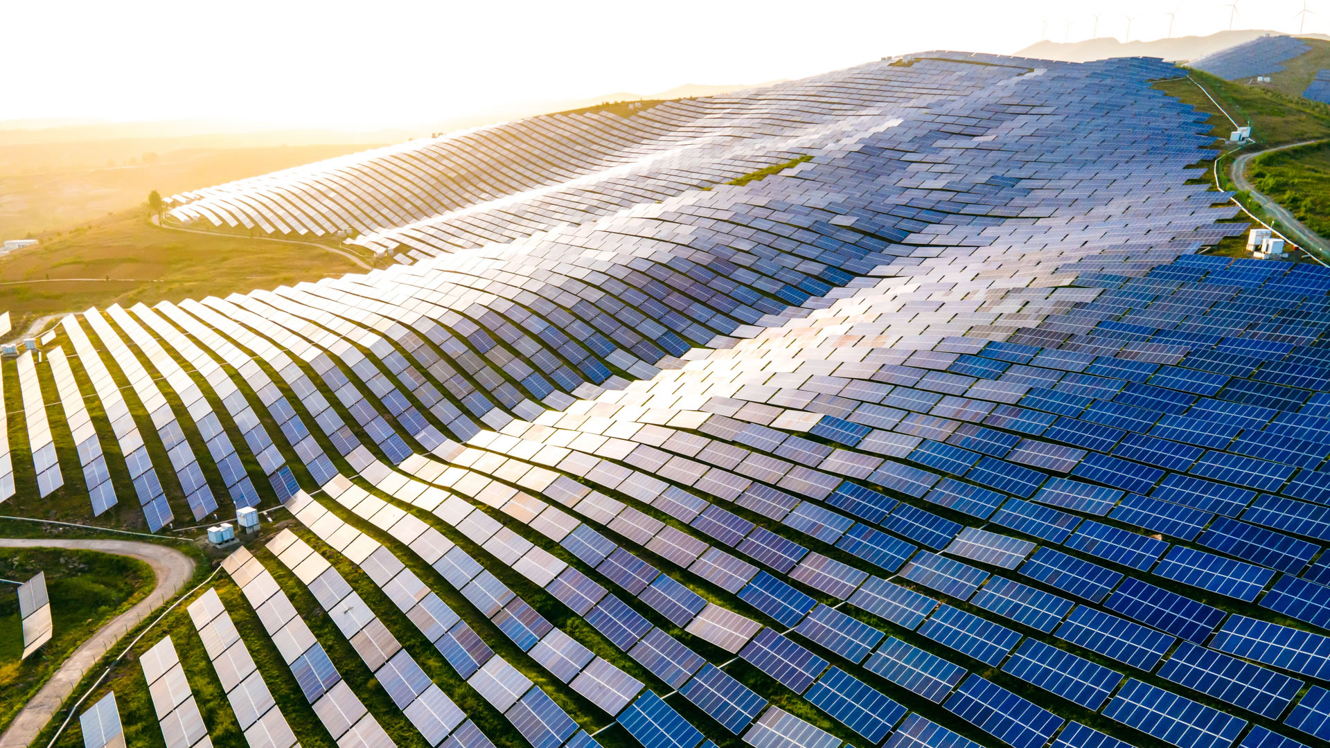 Solar farm sunrise